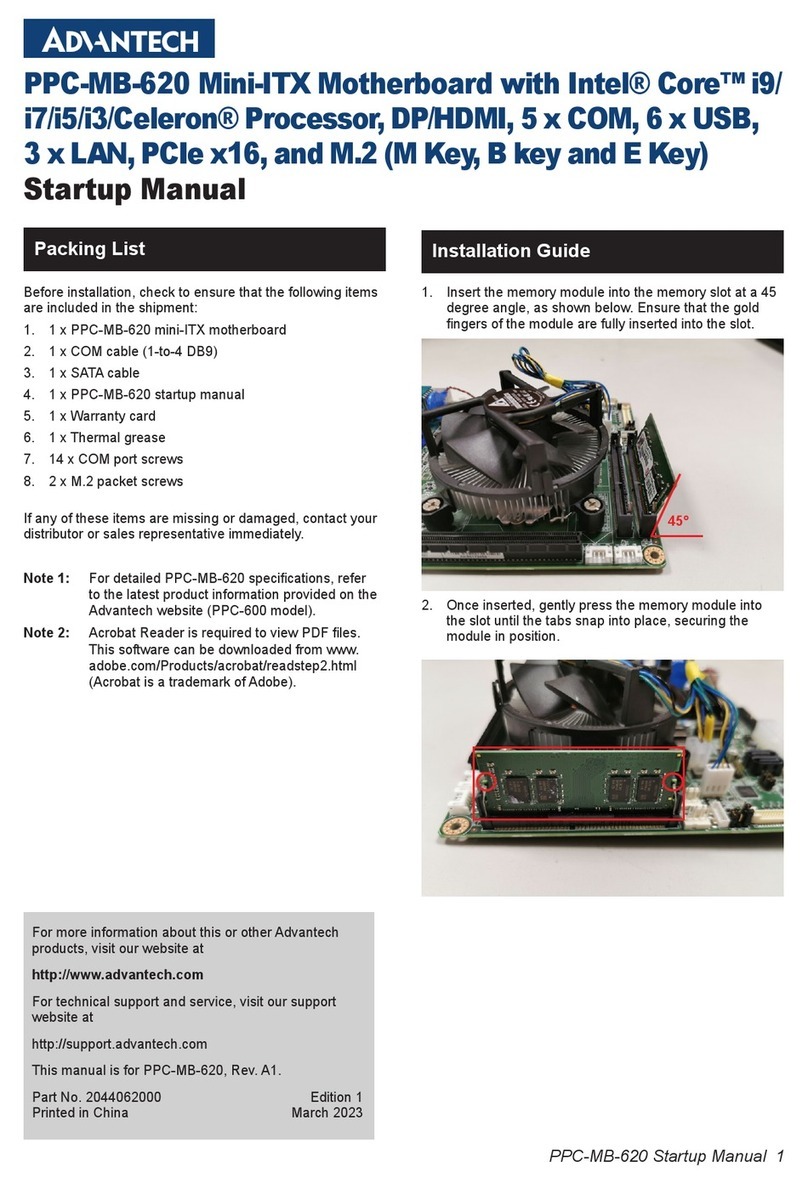 Advantech PPC-MB-620 Startup manual