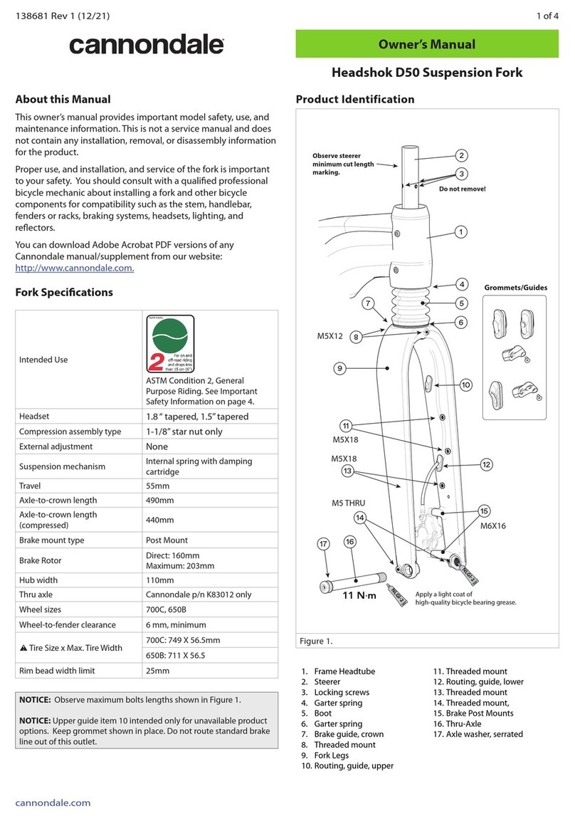 Cannondale Headshok D50 owner's manual