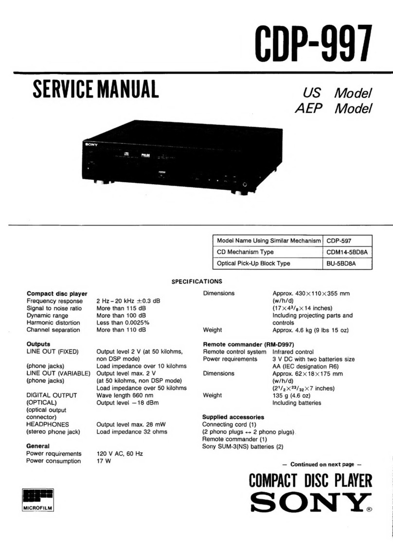 Sony CDP-997 - Compact Disc Player Service manual