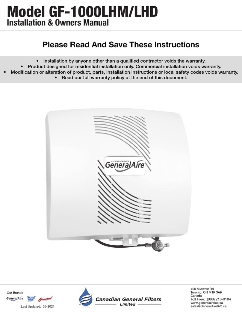 GeneralAire GF-1000LHM Installation & owner's manual