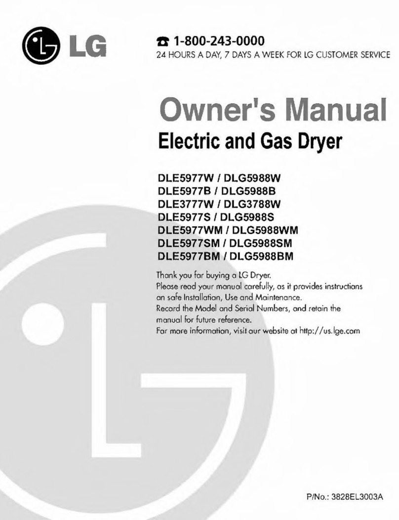 LG ELECTRIC AND GAS DRYER DLE 5977W User manual