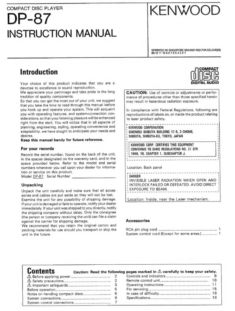 Kenwood DP-87 User manual Kenwood DP-87 User manual