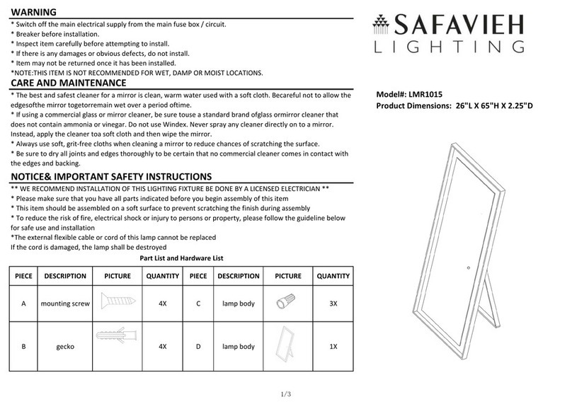 Safavieh Lighting LMR1015 quick start guide