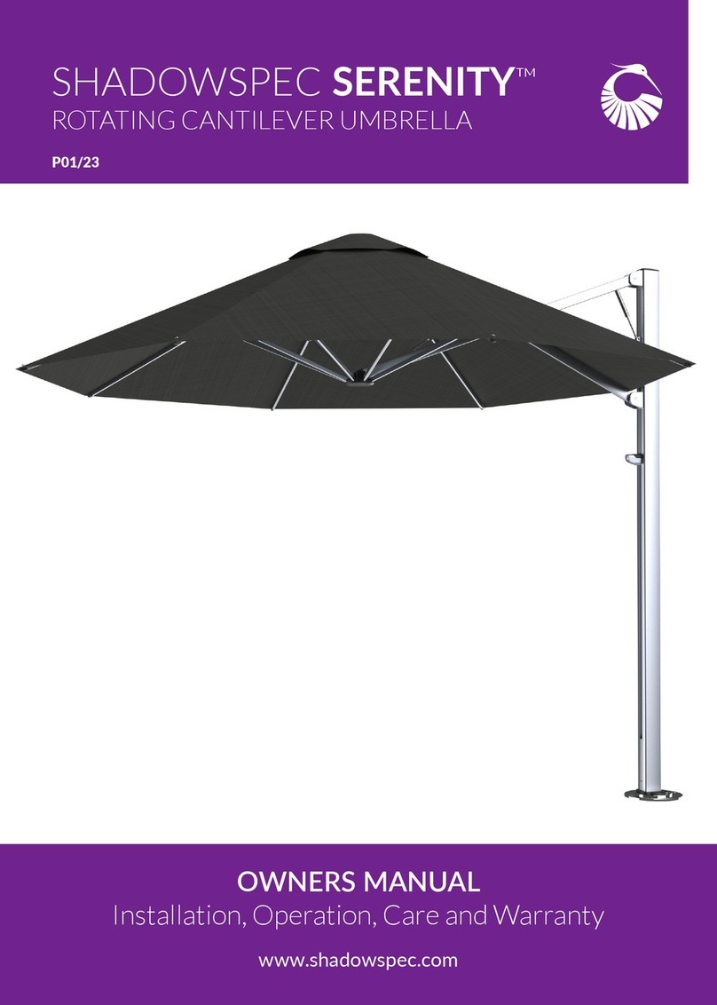 Shadowspec SERENITY ROTATING CANTILEVER UMBRELLA owner's manual