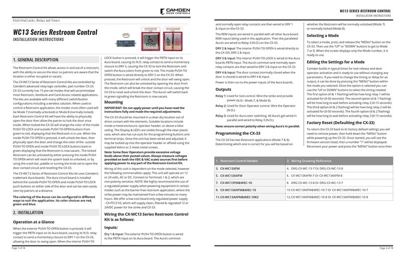 CAMDEN WC13 Series installation instructions