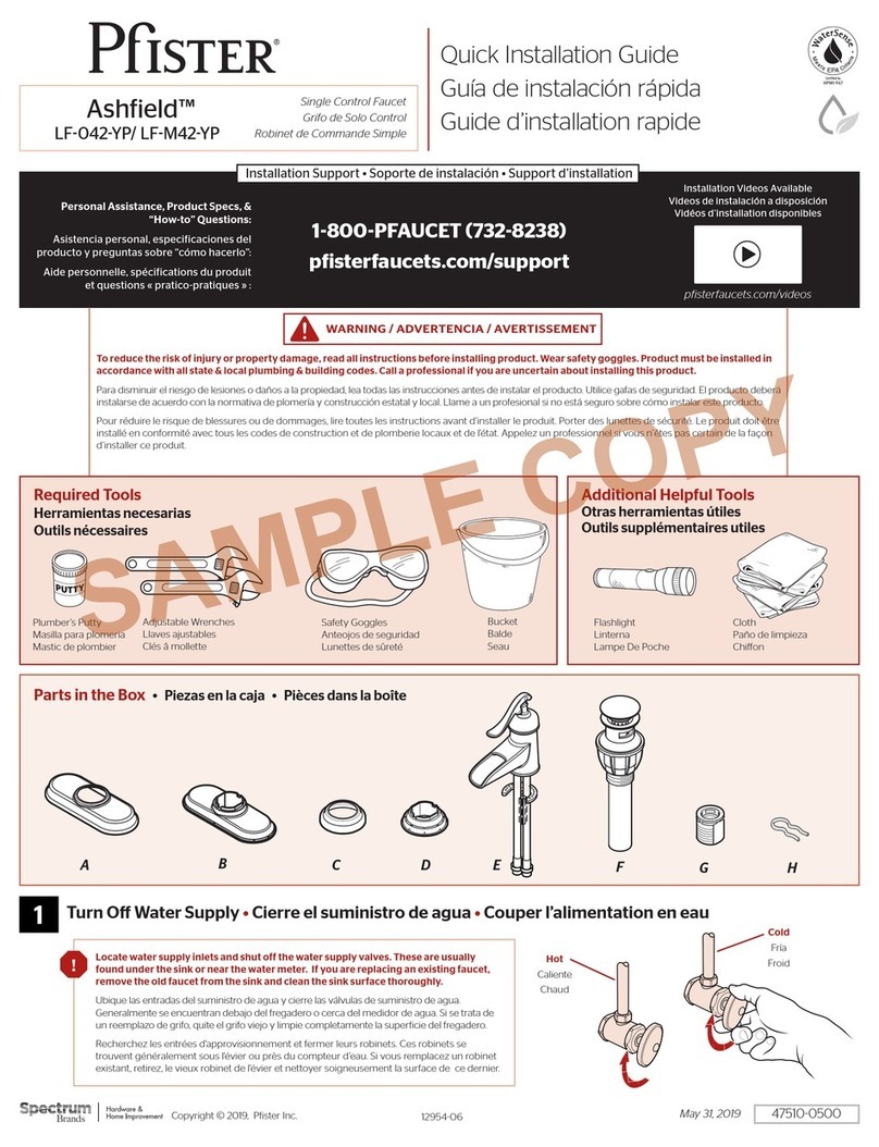 Spectrum Brands Pfister Ashfield LF-M42-YP Quick installation guide