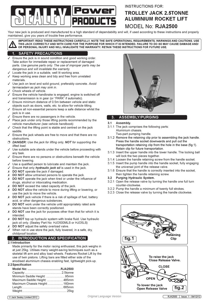 Sealey RJA2500 User manual