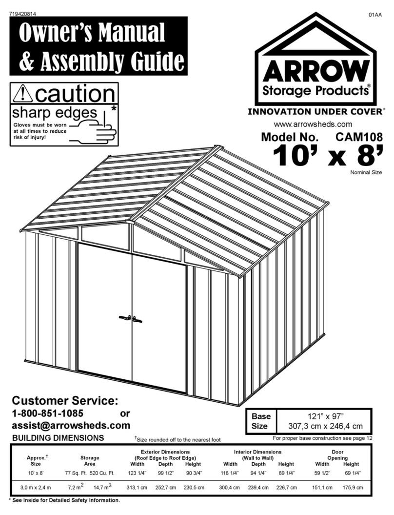 Arrow Storage Products CAM108 Owner's manual & assembly guide Arrow Storage Products CAM108 Owner's manual & assembly guide
