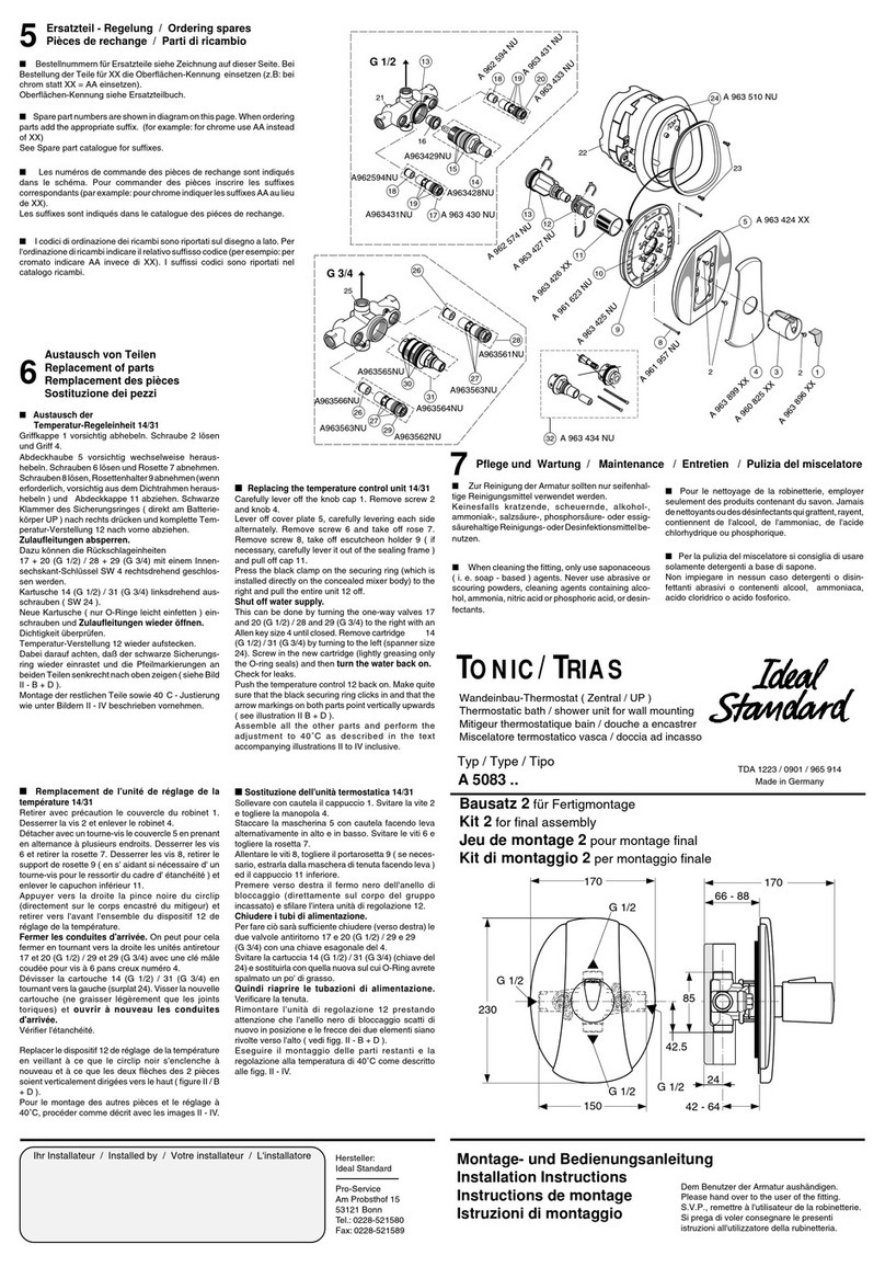 Ideal-Standard TONIC installation instructions