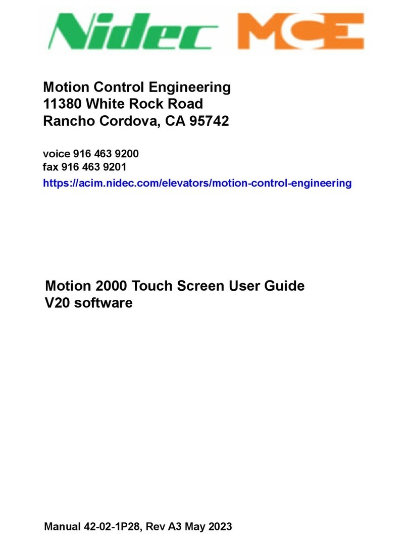 Nidec MCE Motion 2000 Touch Screen user guide