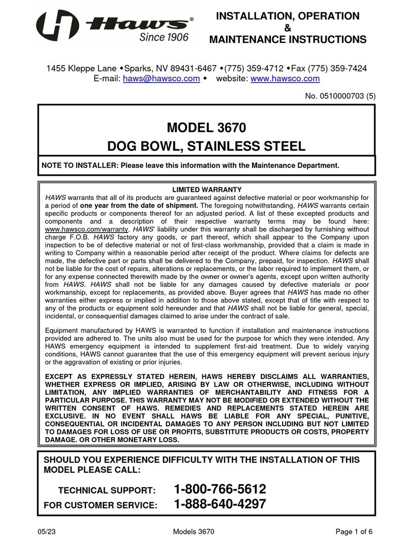 Haws 3670 Installation, operation & maintenance instructions