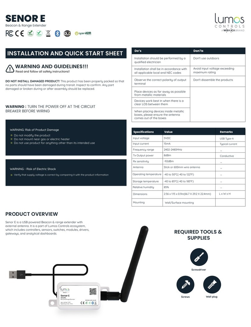 WiSilica lumos controls SENOR E Installation and Quick Start Instructions