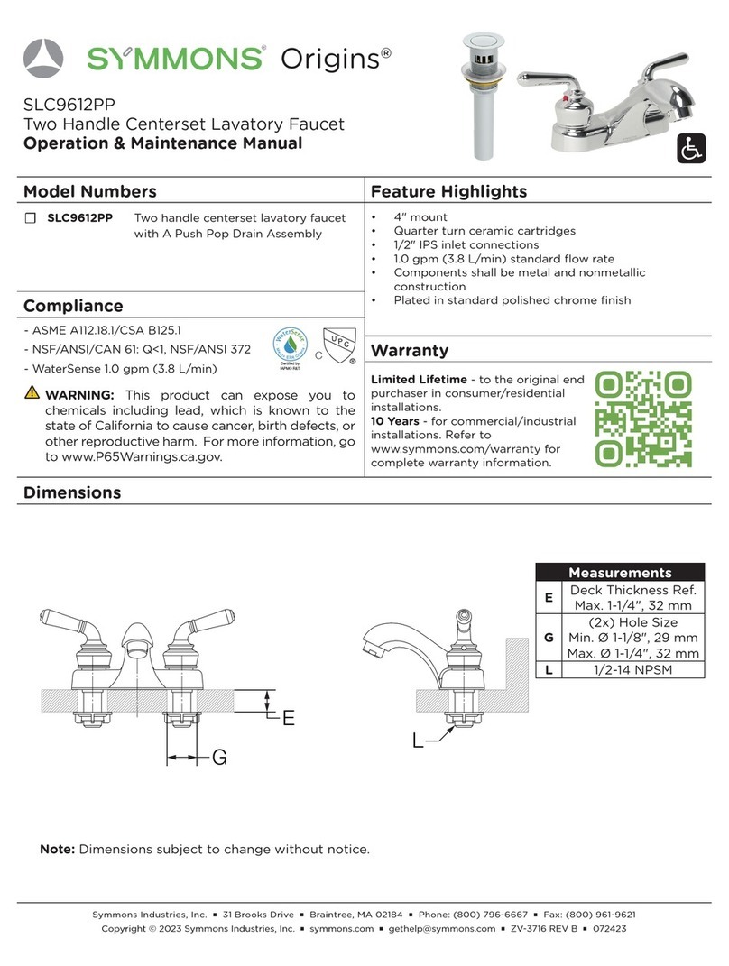 Symmons Origins SLC9612PP Manual