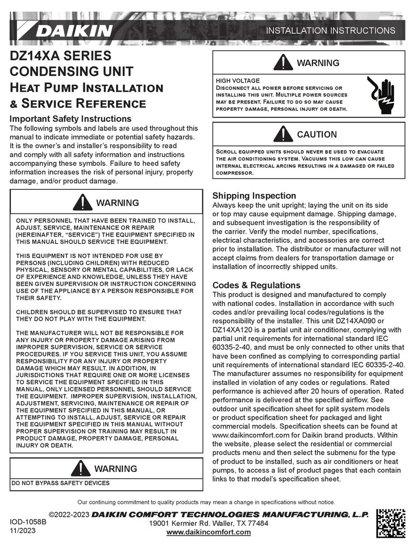 Daikin DZ14XA installation instructions