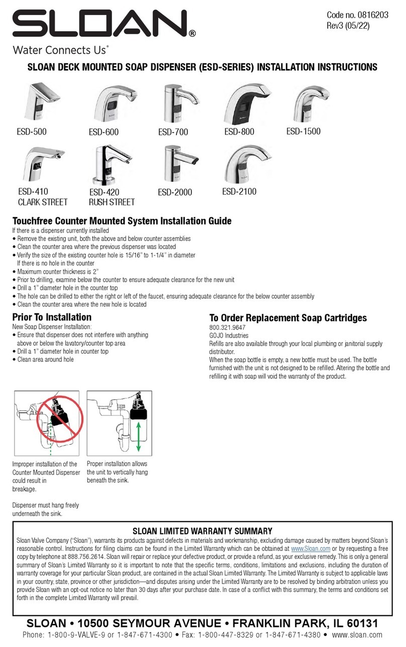 Sloan ESD Series installation instructions