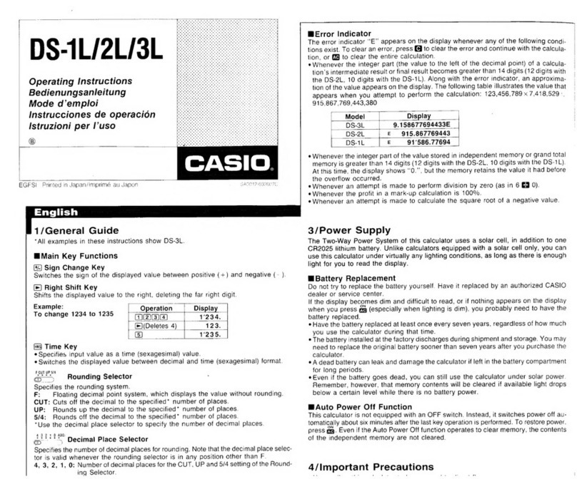 Casio DS-1L operating instructions