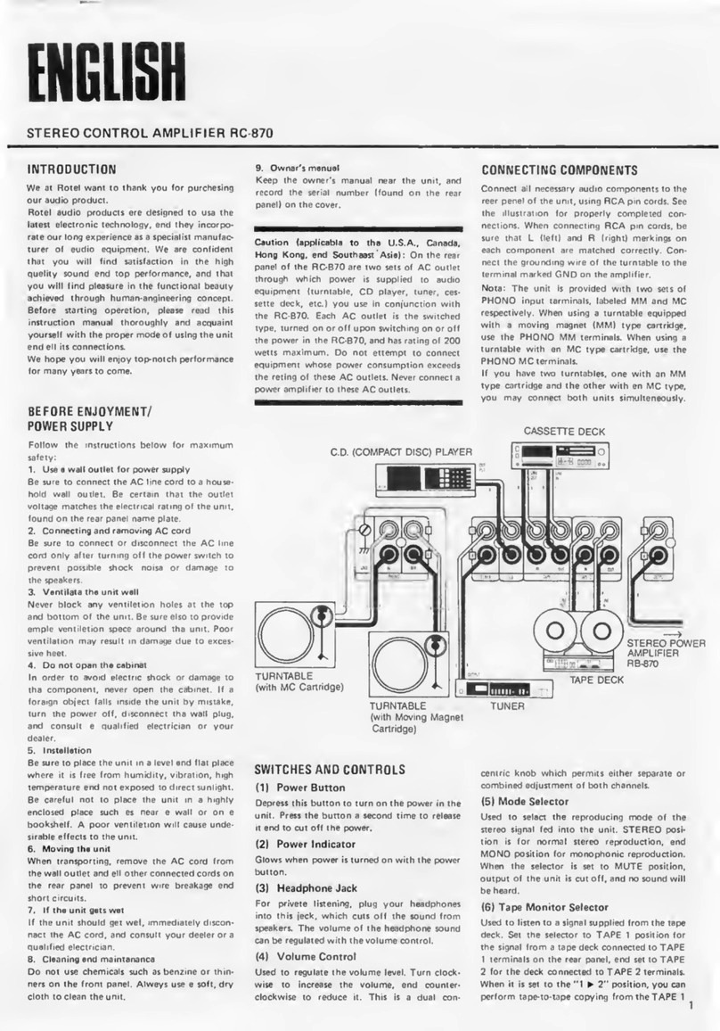 Rotel RC-870 User manual Rotel RC-870 User manual
