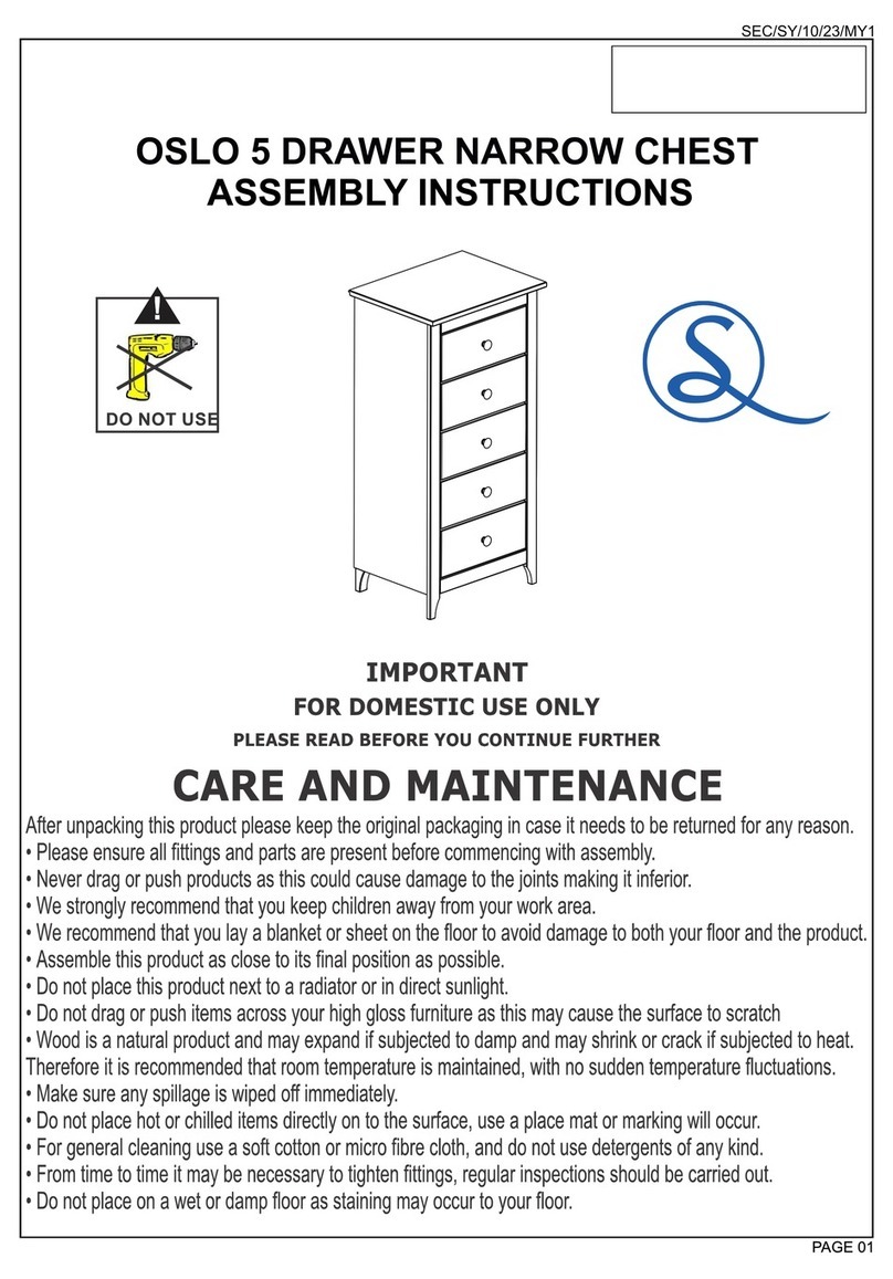 Seconique Furniture OSLO 5 DRAWER NARROW CHEST Assembly instructions