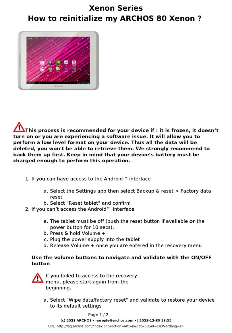 Archos 80 xenon User manual Archos 80 xenon User manual