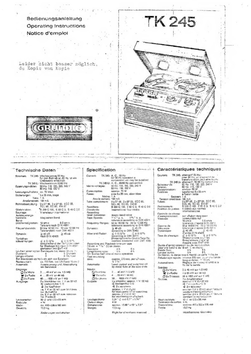 Grundig TK 245 User manual