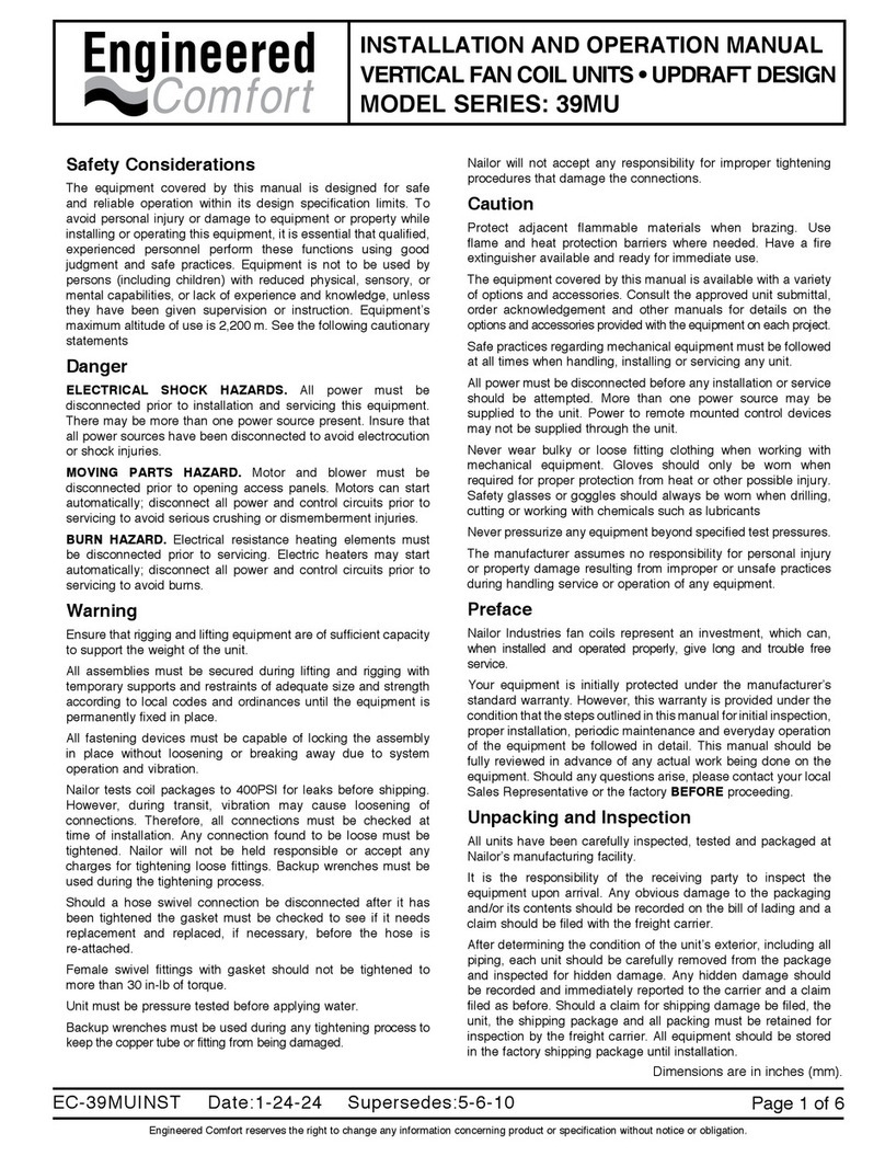 Engineered Comfort 39MU Series User manual