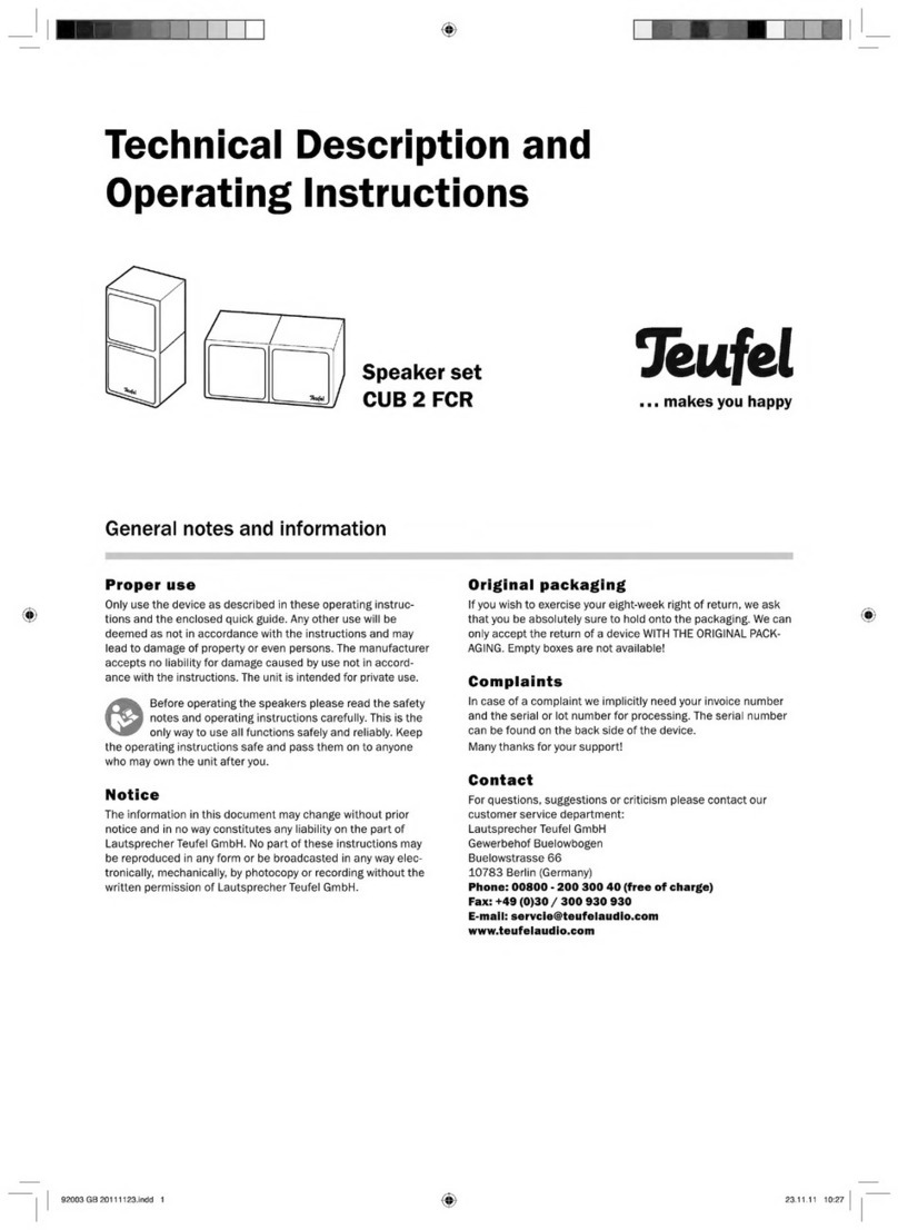 Teufel CUB 2 FCR Technical description and operating instructions