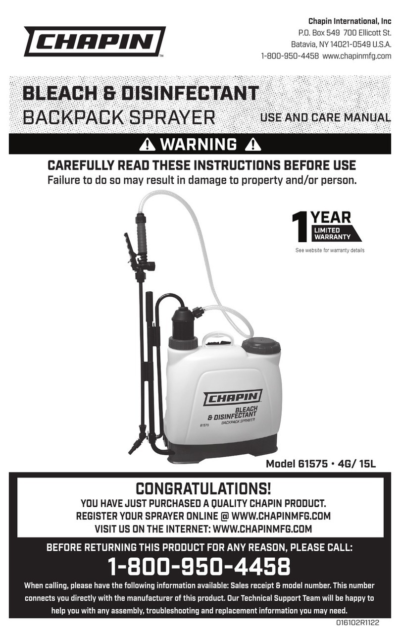 Chapin BLEACH & DISINFECTANT use and care manual