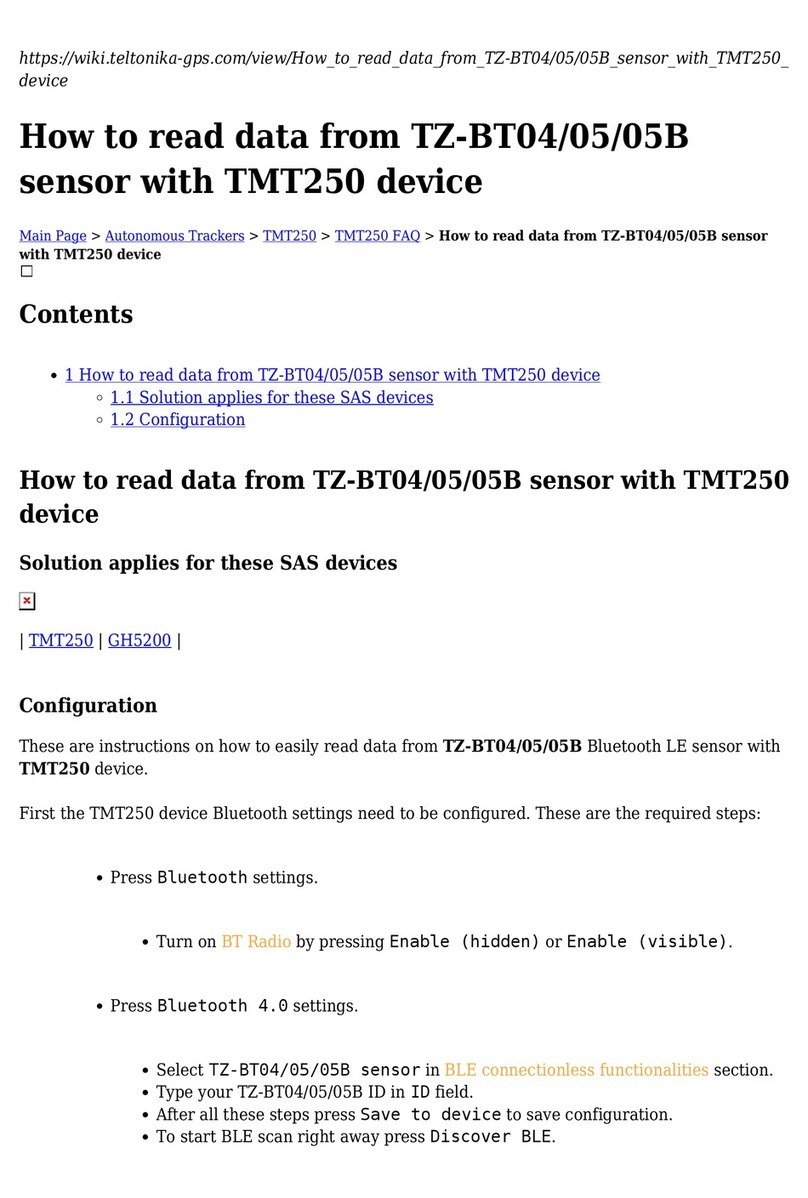 Teltonika TMT250 Installation and user guide