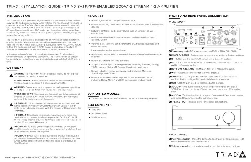 Triad SA1 installation guide