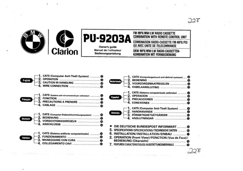 BMW Clarion PU-9203A owner's guide