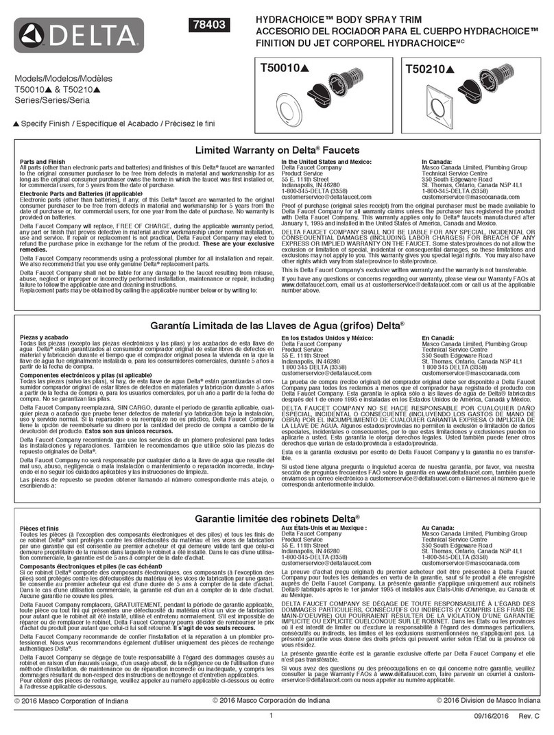 Delta HYDRACHOICE T50210 Series User manual