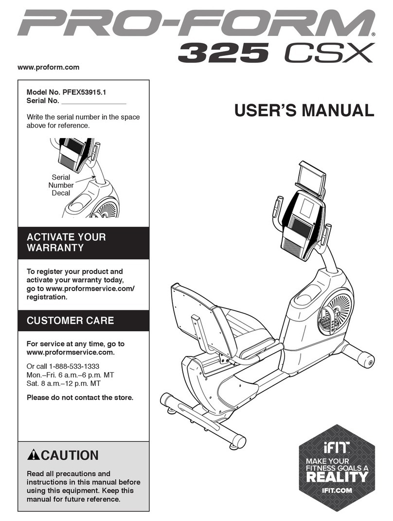 ICON Health & Fitness PRO-FORM 325 CSX user manual