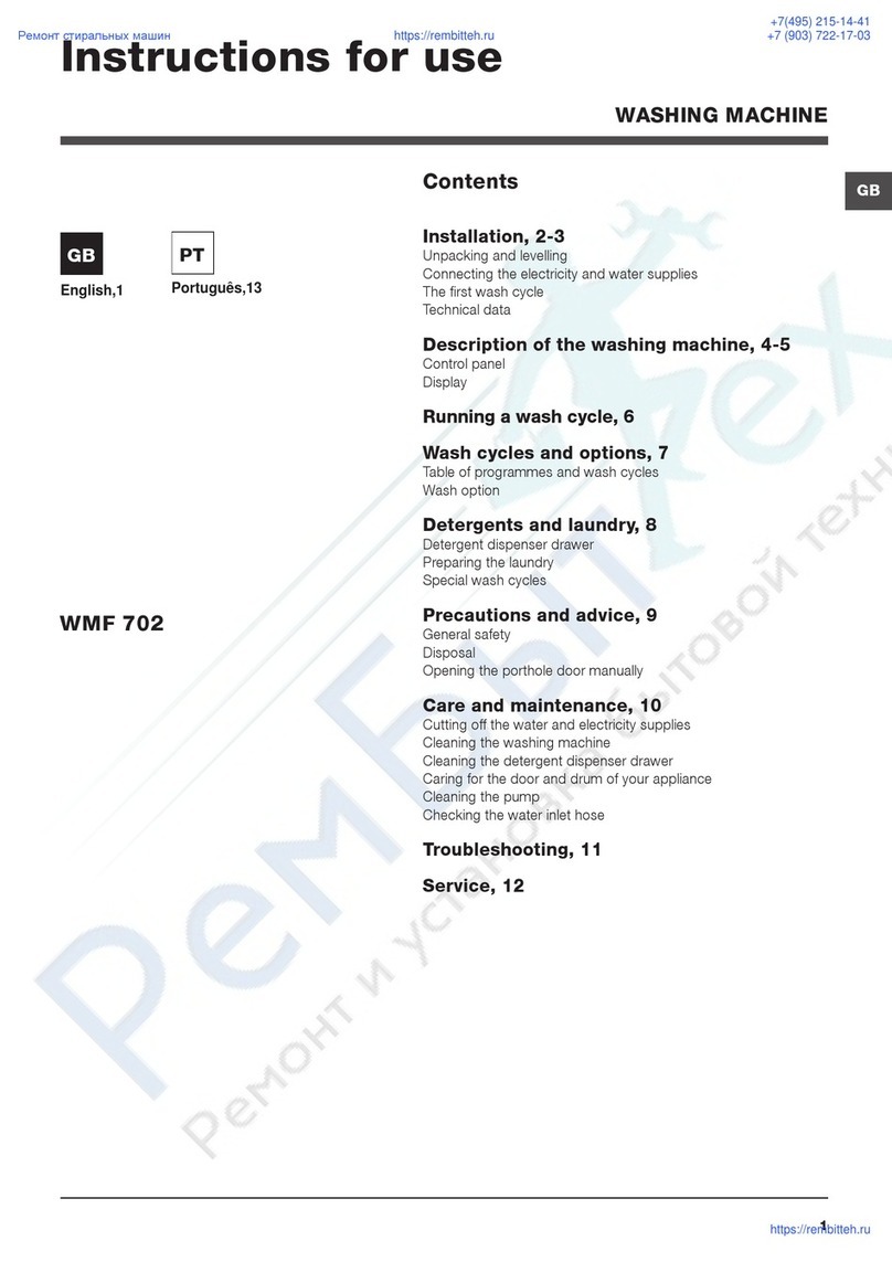 Indesit WMF 702 Instructions for use