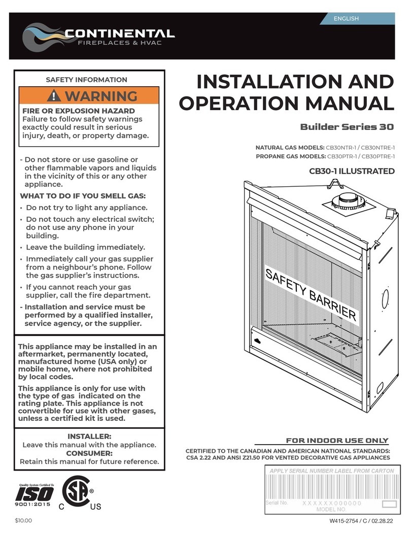 Continental Refrigerator 30 Series Installation and operation manual