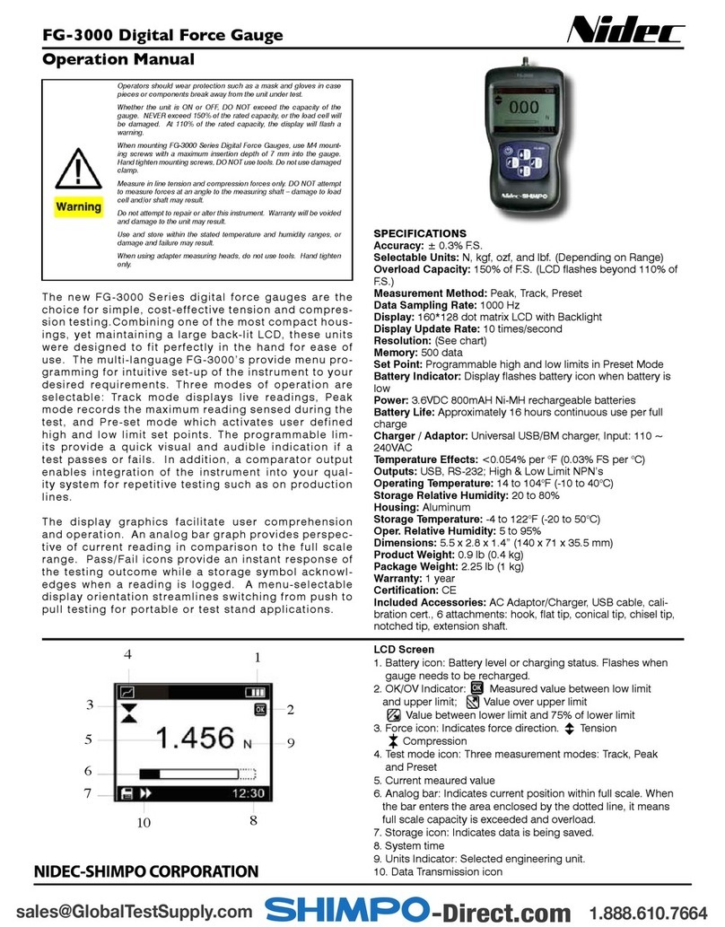 Nidec FG -3000 Series Operation manual