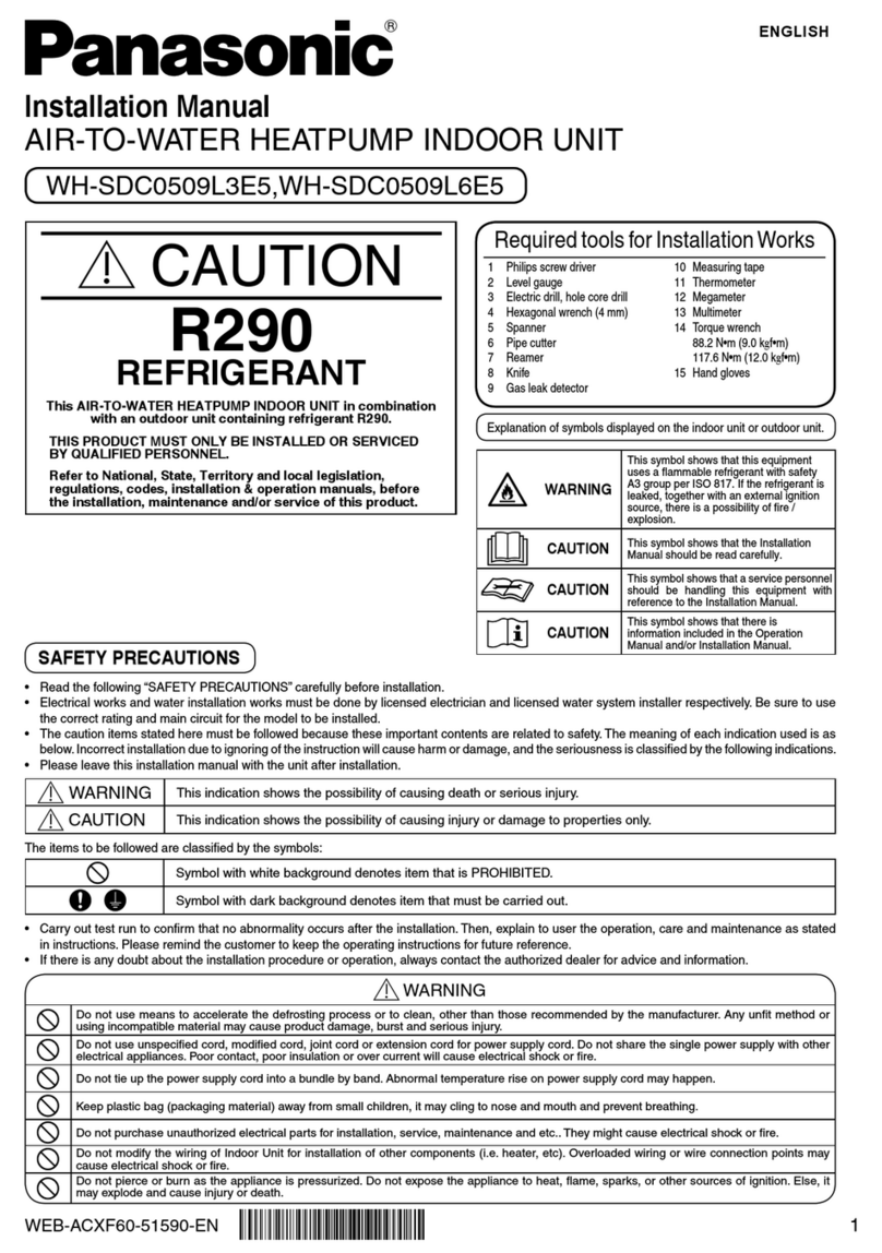Panasonic WH-SDC0509L3E5 installation manual
