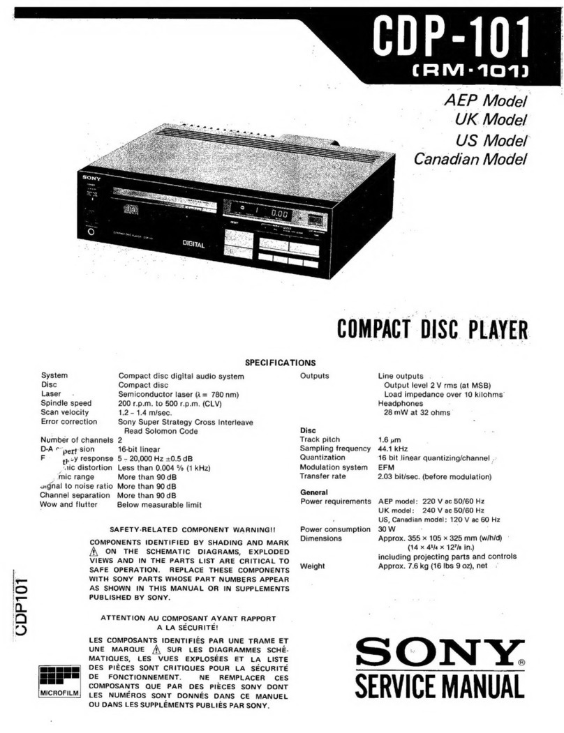 Sony CDP-101 - Compact Disc Player User manual