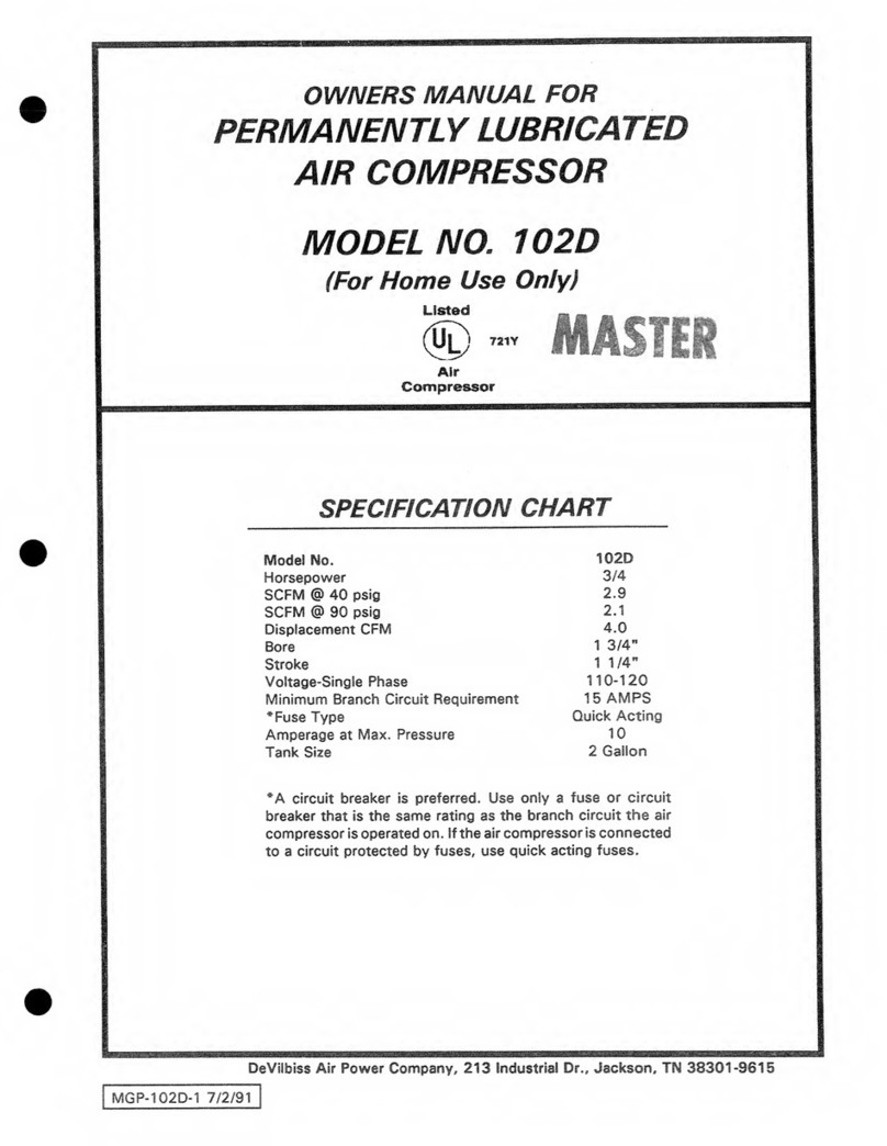 DeVilbiss Air Power Company 102D owner's manual