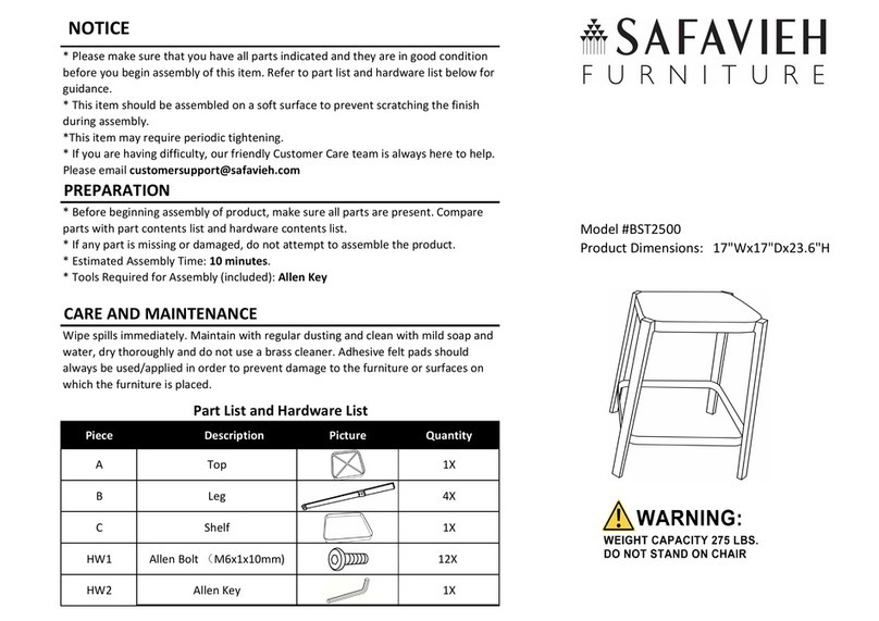 Safavieh Furniture Palmyra BST2500 manual