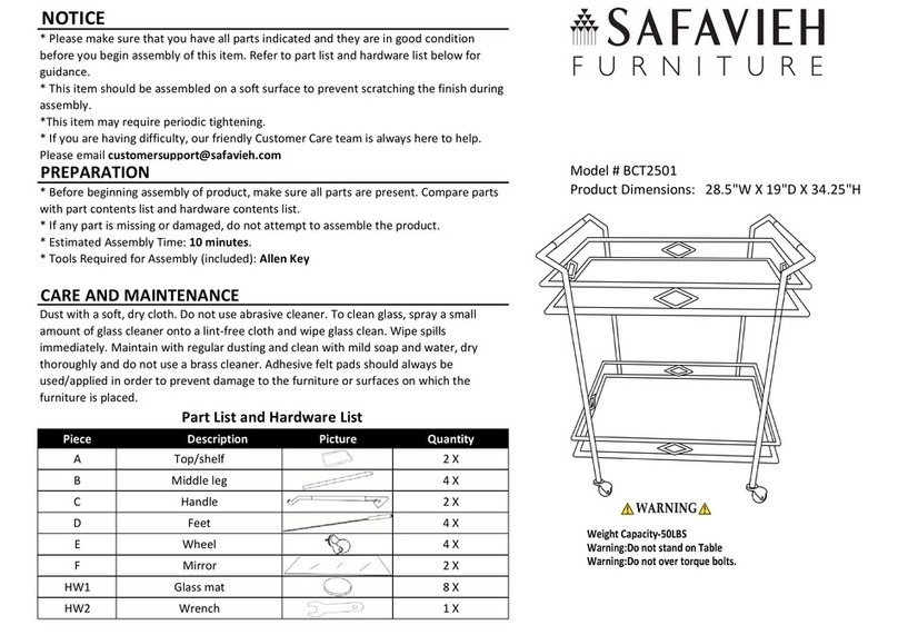 Safavieh Furniture Elspeth BCT2501 manual Safavieh Furniture Elspeth BCT2501 manual