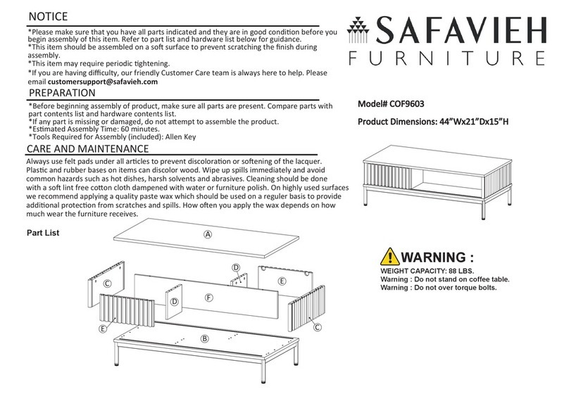 Safavieh Furniture Lylia COF9603 manual Safavieh Furniture Lylia COF9603 manual