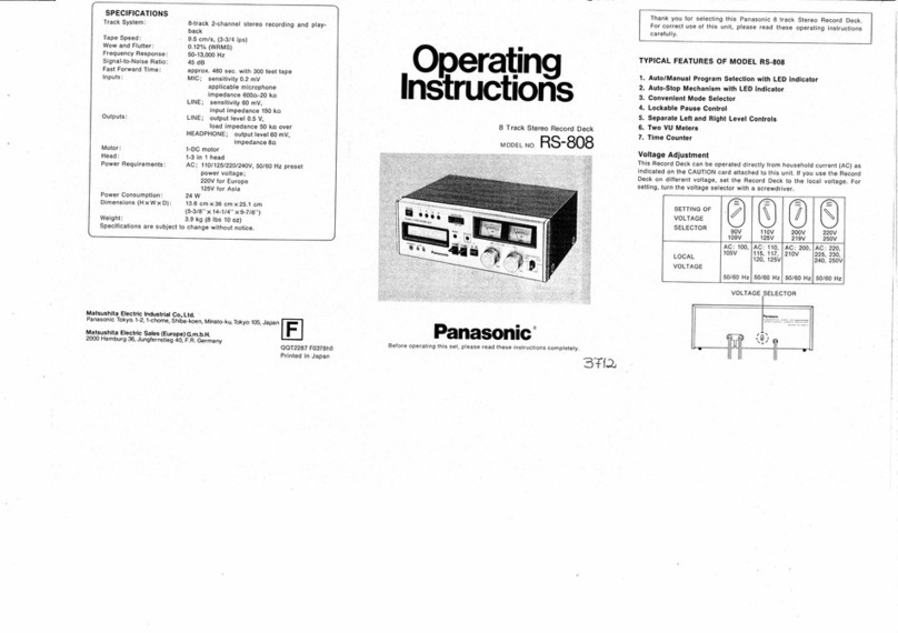 Panasonic RS-808 operating instructions