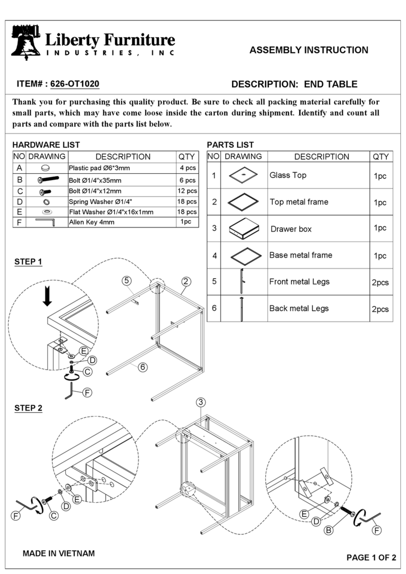 Liberty Furniture 626-OT1020 Assembly instruction