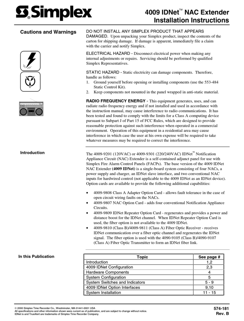 Simplex IDNet 4009 installation instructions