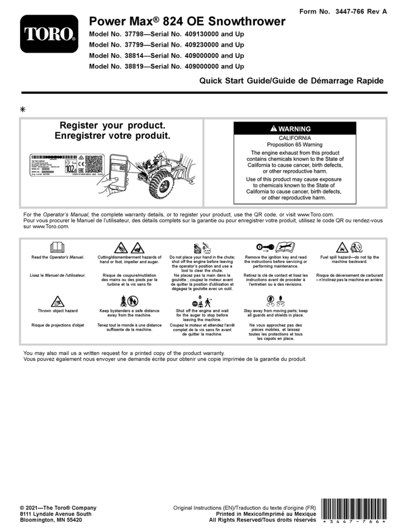 Toro 38814 quick start guide