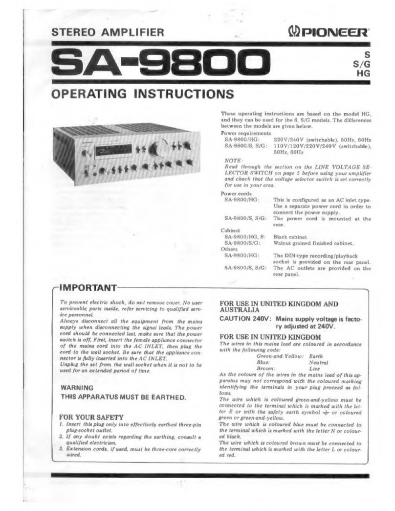 Pioneer SA-9800 operating instructions