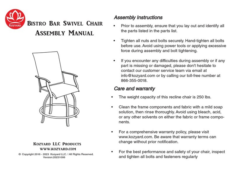 Kozyard Bistro Bar Swivel Chair Assembly manual