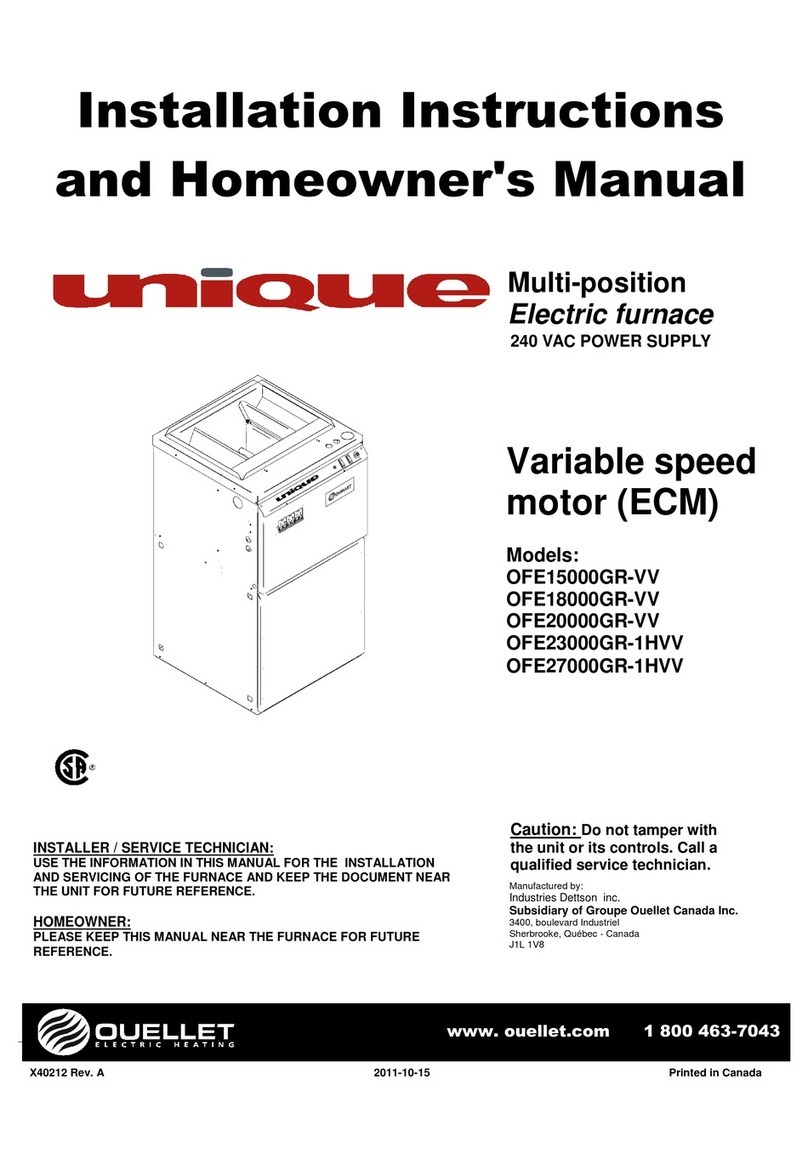 Ouellet UNIQUE OFE15000GR-VV Installation instructions and homeowner's manual