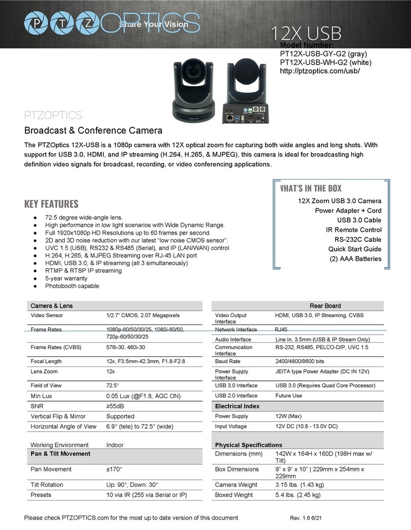 PTZOptics PT12X-USB-WH-G2 quick start guide
