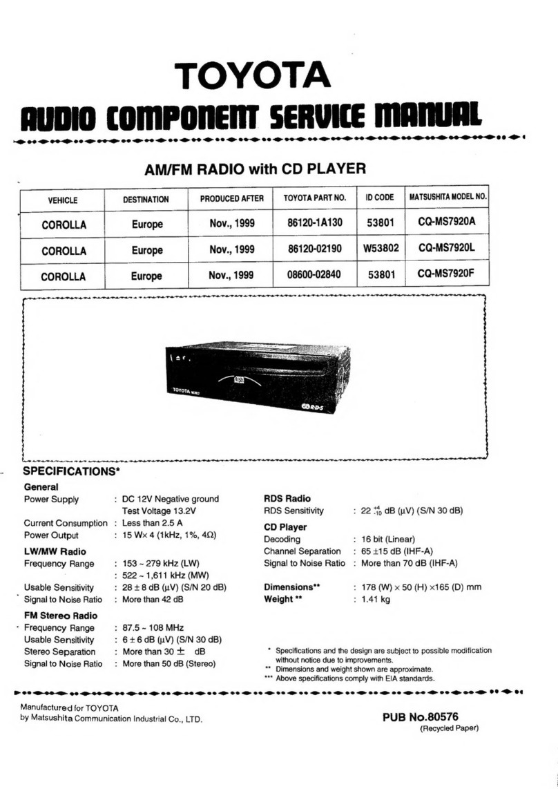 Panasonic TOYOTA CQ-MS7920A User manual Panasonic TOYOTA CQ-MS7920A User manual